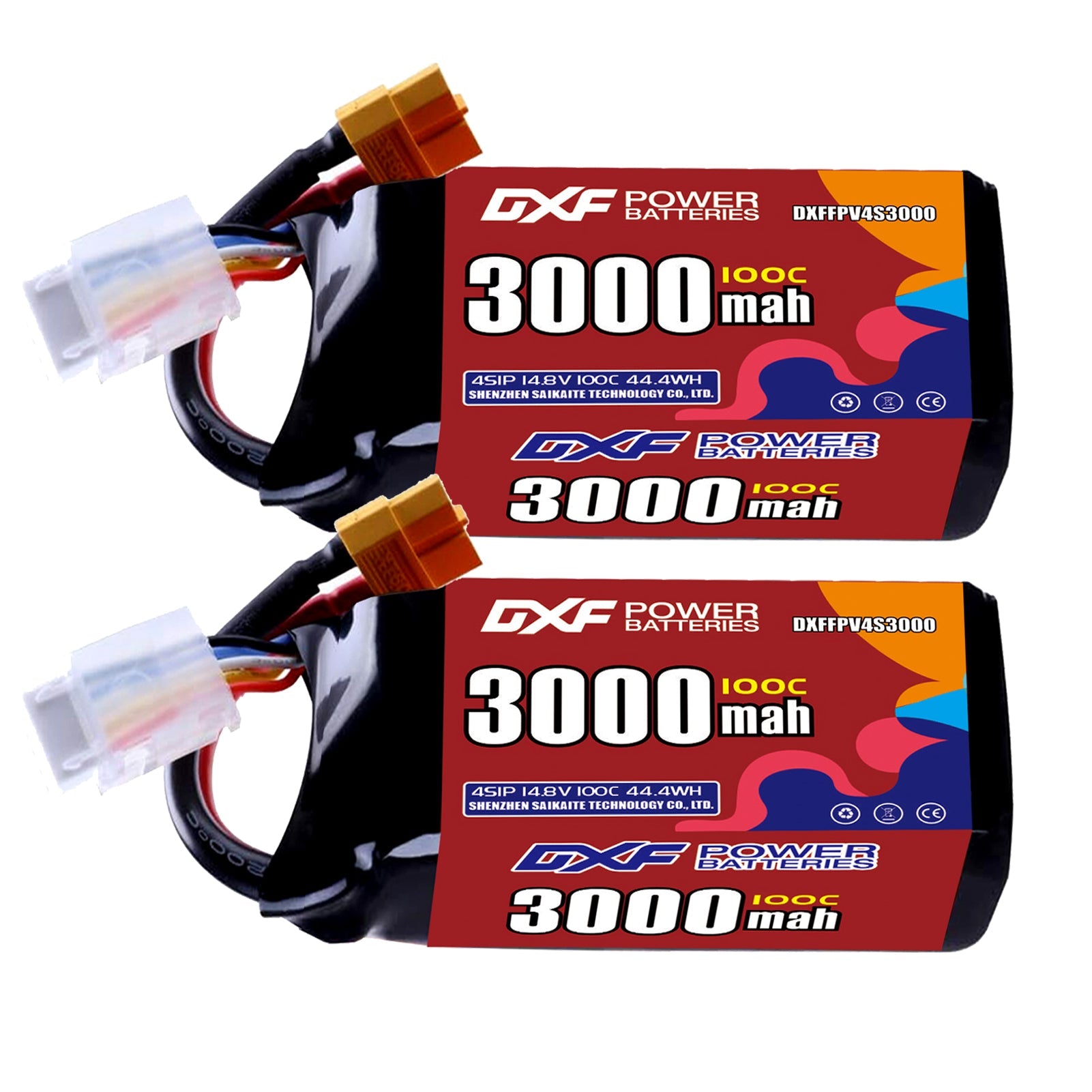 DXF 4S 14.8V 3000mAh 100C LiPo Battery for FPV Micro Drones (PH2.0 / JST / XT30 / SM / XT60 / EC5 / XT90 Options)