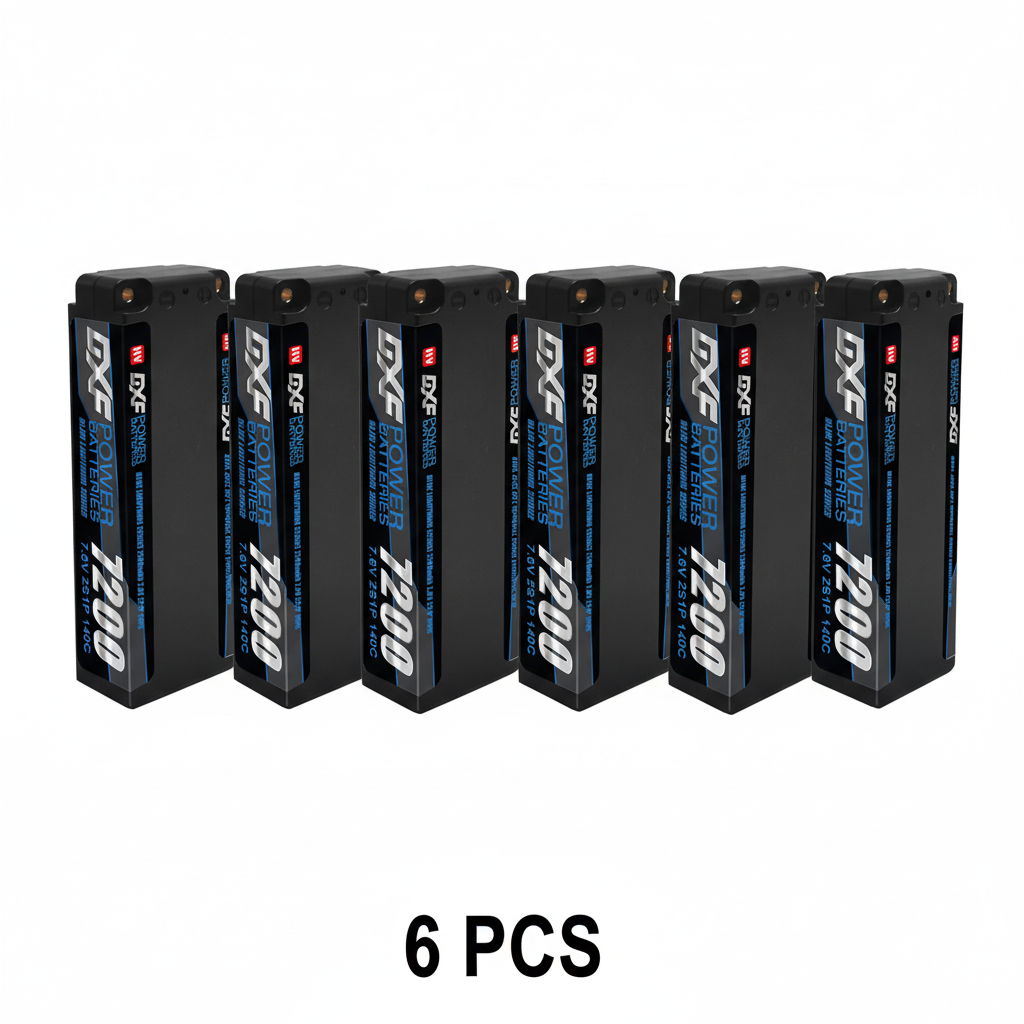 DXF 2S 7.6V LiPo Battery 140C 7200mAh LCG Hardcase with 5mm Bullet to Deans Plug for RC 1/8 1/10 Vehicles Car Truck Truggy Competition Racing (1-6 Pack)
