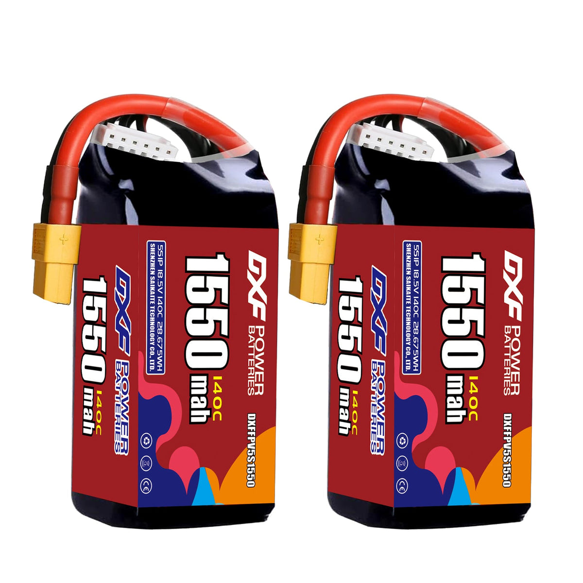 DXF 5S 18.5V 1400mAh 150C LiPo Battery for FPV Micro Drones (PH2.0 / JST / XT30 / SM / XT60 / EC5 / XT90 Options)
