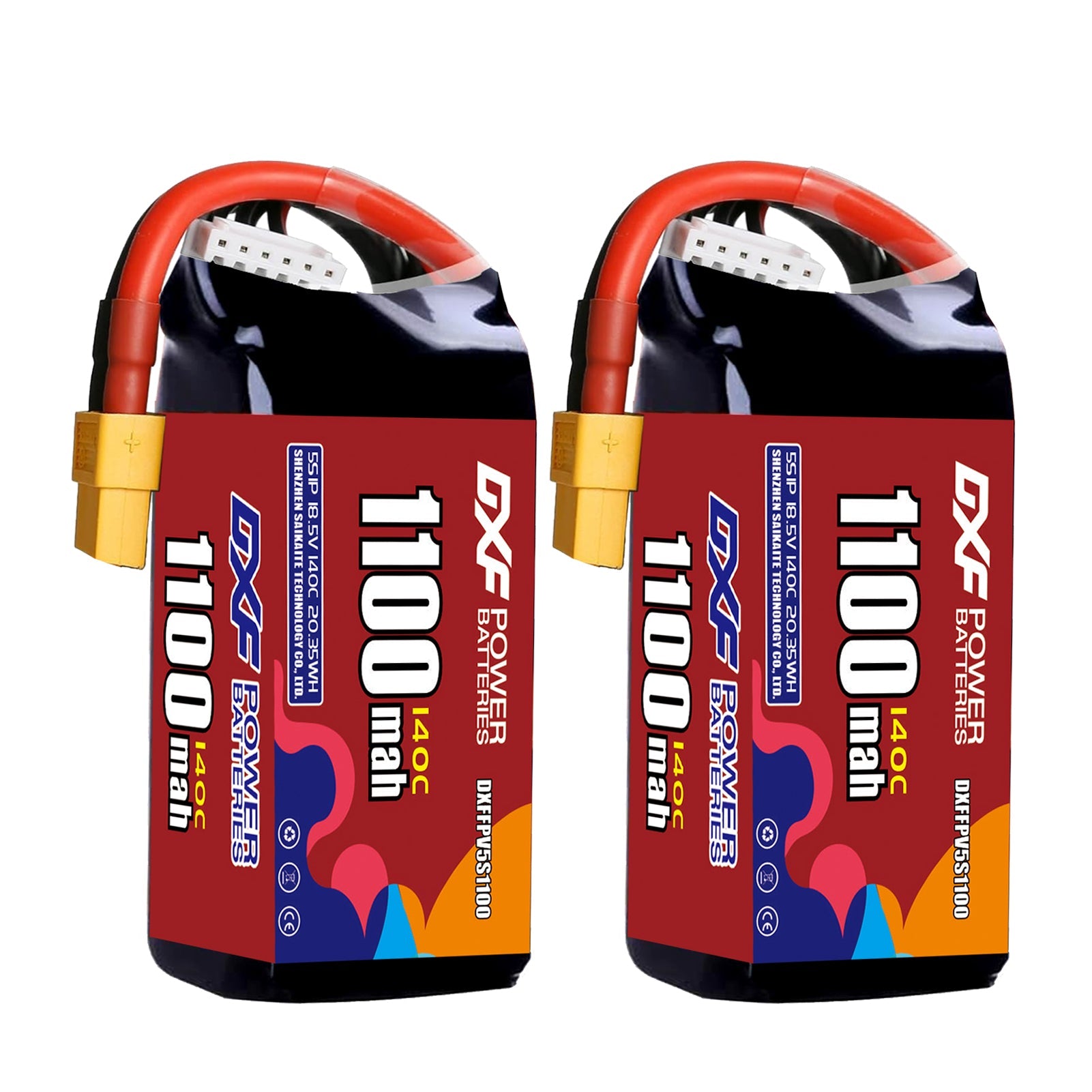 DXF 5S 18.5V 1100mAh 140C LiPo Battery for FPV Micro Drones (PH2.0 / JST / XT30 / SM / XT60 / EC5 / XT90 Options)
