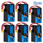 DXF SEMI-SOLID 14S 53.9V 28000mAh 15C Soft Case LiPo Battery with 8AWG Wire for Toy Cars, Boats, UAVs & Drones (1-6 Pack)