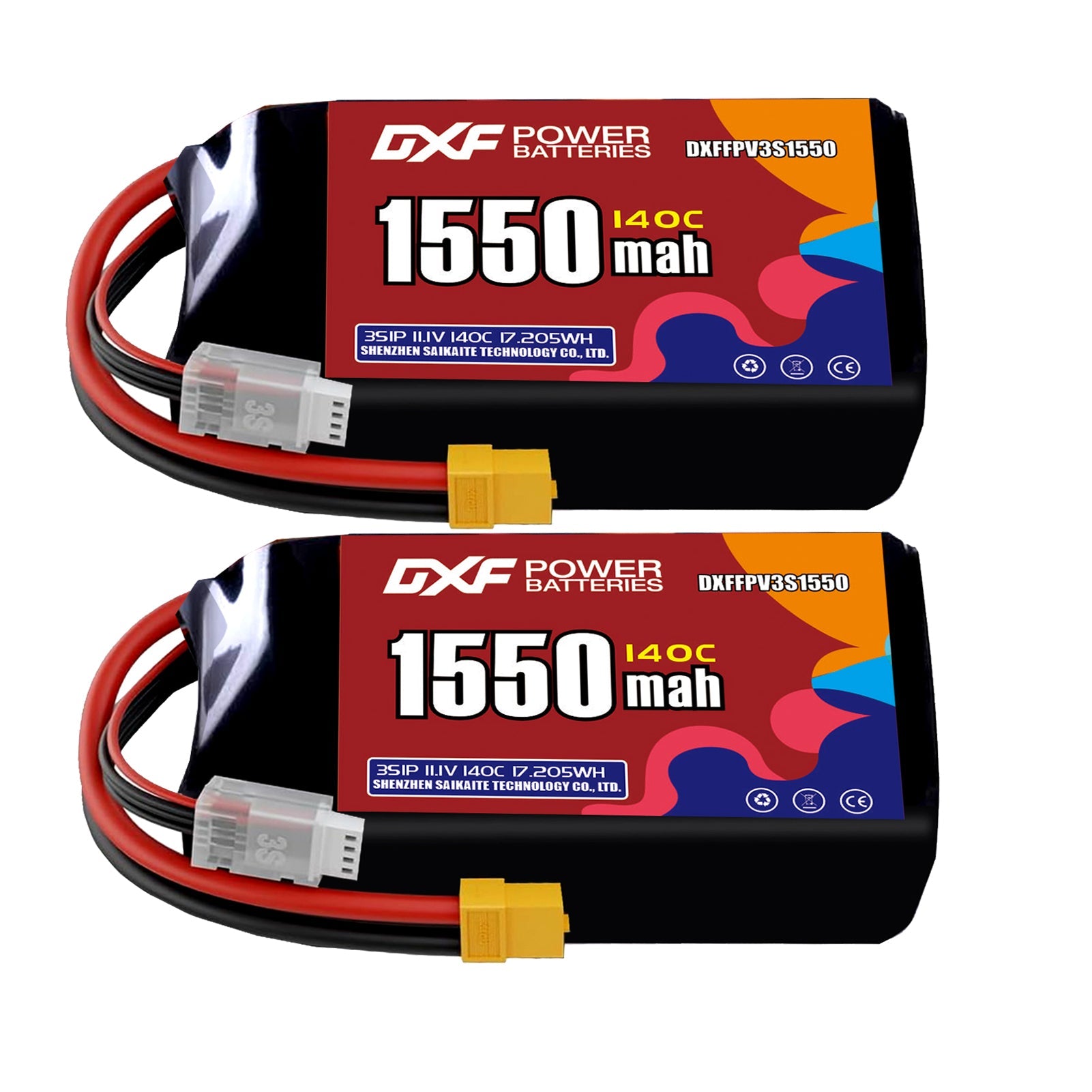 DXF 3S 11.1V 1550mAh 140C LiPo Battery for FPV Micro Drones (PH2.0 / JST / XT30 / SM / XT60 / EC5 / XT90 Options)