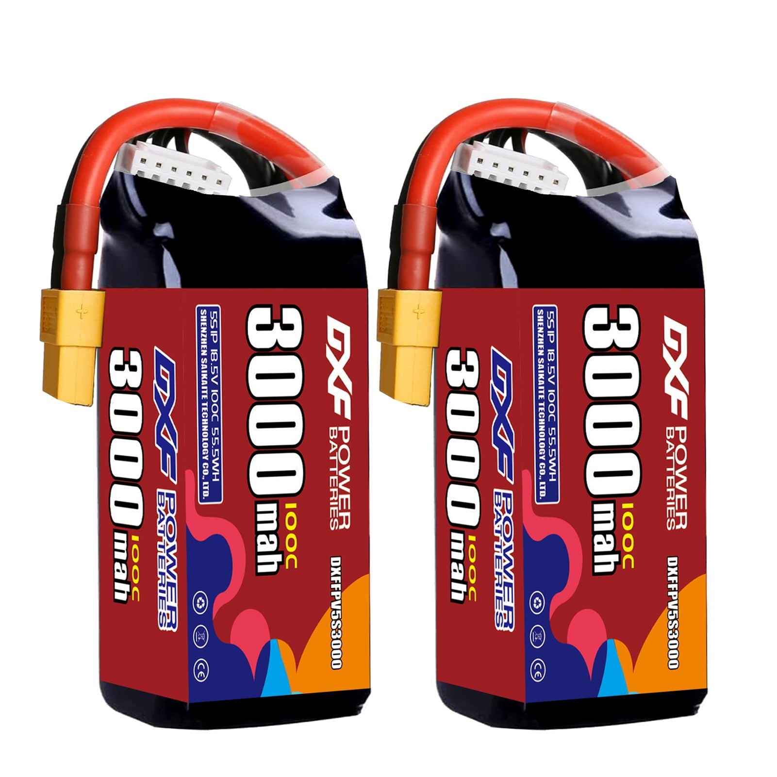 DXF 5S 18.5V 3000mAh 100C LiPo Battery for FPV Micro Drones (PH2.0 / JST / XT30 / SM / XT60 / EC5 / XT90 Options)