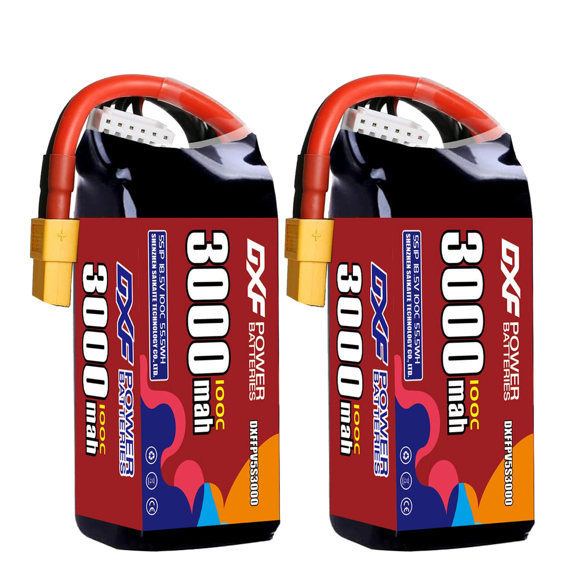 DXF 5S 18.5V 3000mAh 100C LiPo Battery for FPV Micro Drones (PH2.0 / JST / XT30 / SM / XT60 / EC5 / XT90 Options)