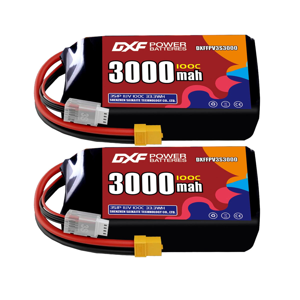 DXF 3S 11.1V 3000mAh 100C LiPo Battery for FPV Micro Drones (PH2.0 / JST / XT30 / SM / XT60 / EC5 / XT90 Options)