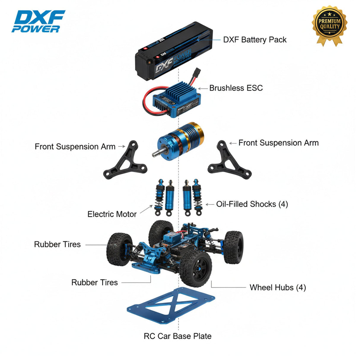 DXF 2S 7.6V Lipo Battery 130C 9200mAh Hardcase with 5mm Bullet to Deans Plug for RC 1/8 Vehicles Car Truck Tank Truggy Competition Racing Hobby