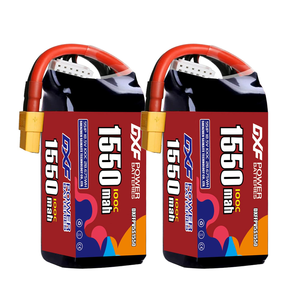 DXF 5S 18.5V 1550mAh 100C LiPo Battery for FPV Micro Drones (PH2.0 / JST / XT30 / SM / XT60 / EC5 / XT90 Options)