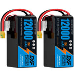 DXF 6S 22.2V 12000mAh 15C Soft Case LiPo Battery with 8AWG Wire for Toy Cars, Boats, UAVs & Drones (1-6 Pack)