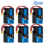 DXF 6S 22.2V 16000mAh 15C Soft Case LiPo Battery with 8AWG Wire for Toy Cars, Boats, UAVs & Drones (1-6 Pack)
