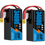DXF SEMI-SOLID 12S 46.2V 34000mAh 15C Soft Case LiPo Battery with 8AWG Wire for Toy Cars, Boats, UAVs & Drones (1-6 Pack)