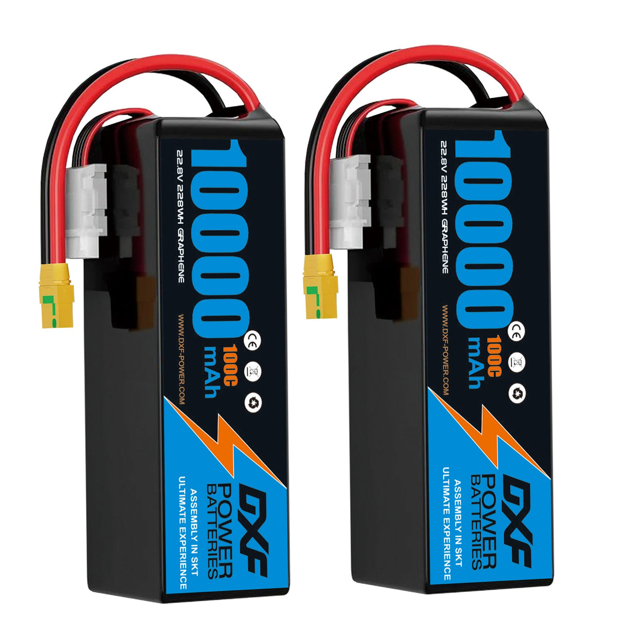 DXF 6S 22.8V 10000mAh 100C Soft Case LiHV Battery with 8AWG Wire for Toy Cars, Boats, UAVs & Drones (1-6 Pack)