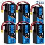 DXF SEMI-SOLID 12S 44.4V 16000mAh 15C Soft Case LiPo Battery with 8AWG Wire for Toy Cars, Boats, UAVs & Drones (1-6 Pack)