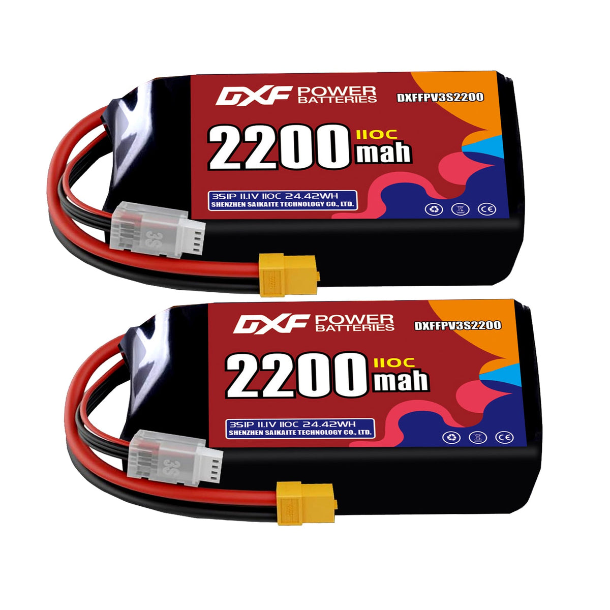 DXF LiPo Battery 3S 11.1V 2200mAh 110C with PH2.0 / JST / XT30 / SM / XT60 / EC5 / XT90 for FPV Drone Whoop Micro Racing