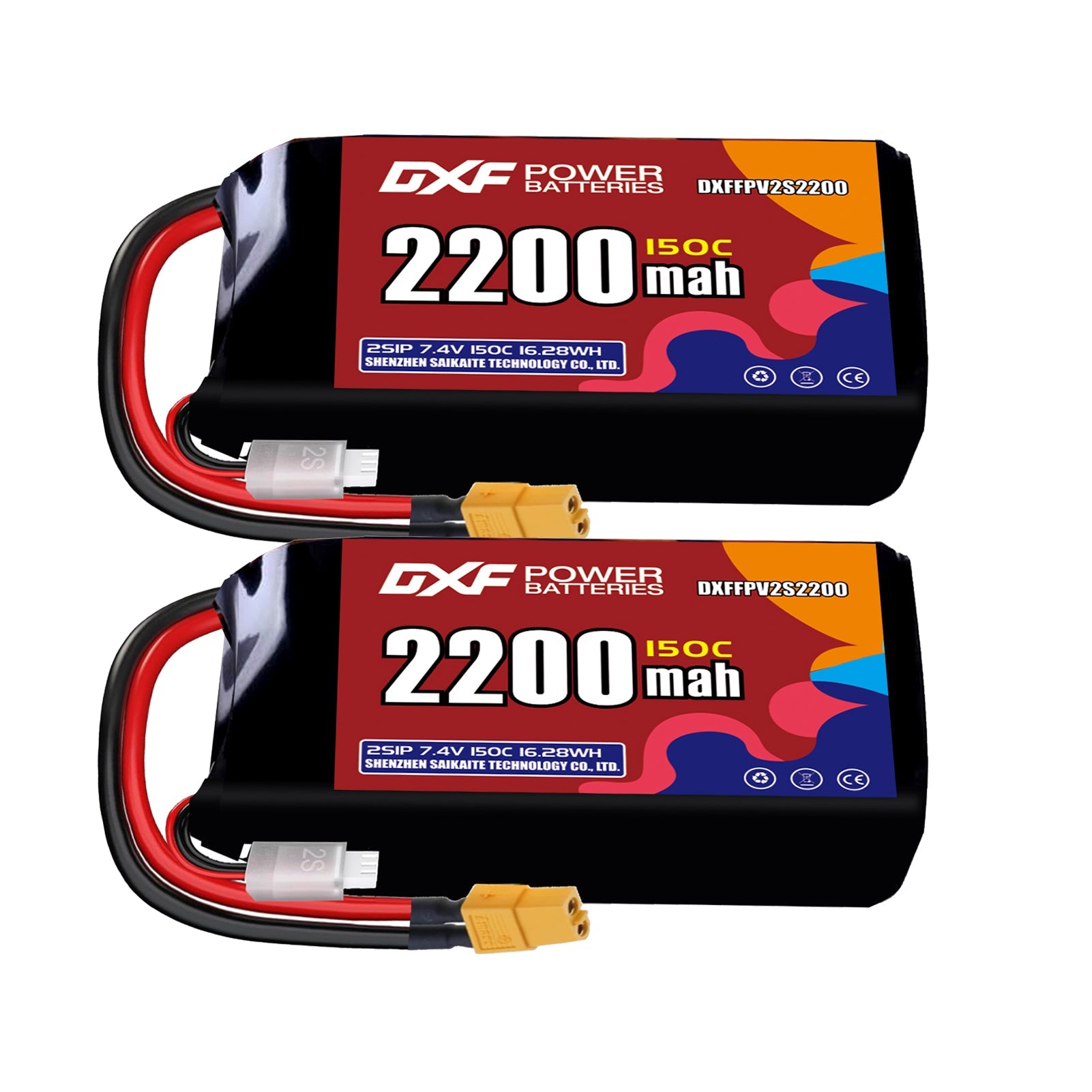 DXF 2S 7.4V 2200mAh 150C LiPo Battery for FPV Micro Drones (PH2.0 / JST / XT30 / SM / XT60 / EC5 / XT90 Options)