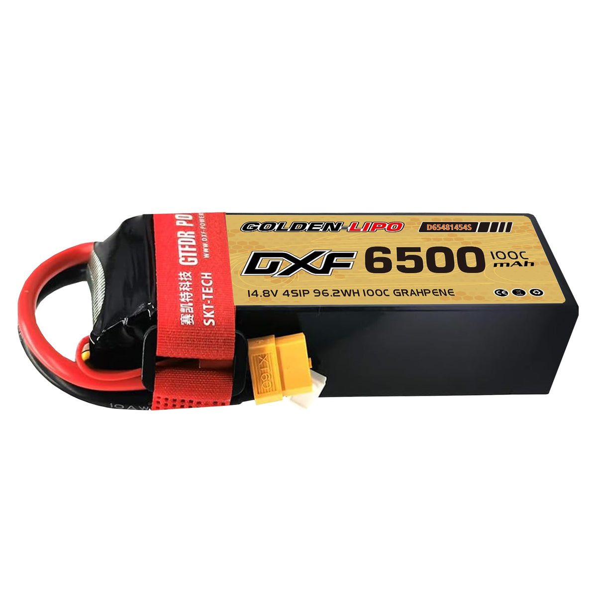 DXF Lipo Battery 4S 14.8V 6500mAh 100C Graphene Softcase with EC5 / T / TRX / XT60 / XT90 / XT150 / Q8s Plug for RC 1/8 1/10 Buggy Truck Car Off-Road Drone