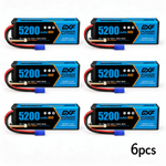 DXF 3S 11.1V 5200mAh 80C Hardcase LiPo Battery with EC5 & 10AWG Wire for Toy Cars, RC Boats, Aircraft Models & FPV Drones (1-6 Pack)