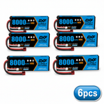 DXF 2S 7.4V 8000mAh 140C Graphene LiPo Hardcase Battery with 10AWG Deans T-Plug for 1/8 1/10 RC Car Truck Boat Drone (1-6 Pack Available)
