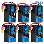 DXF 12S 44.4V 72000mAh 5C Soft Case LiPo Battery with 8AWG Wire for Toy Cars, Boats, UAVs & Drones (1-6 Pack)