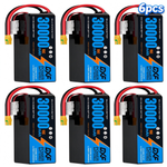 DXF 6S 23.1V 30000mAh 15C Soft Case LiPo Battery with 8AWG Wire for Toy Cars, Boats, UAVs & Drones (1-6 Pack)