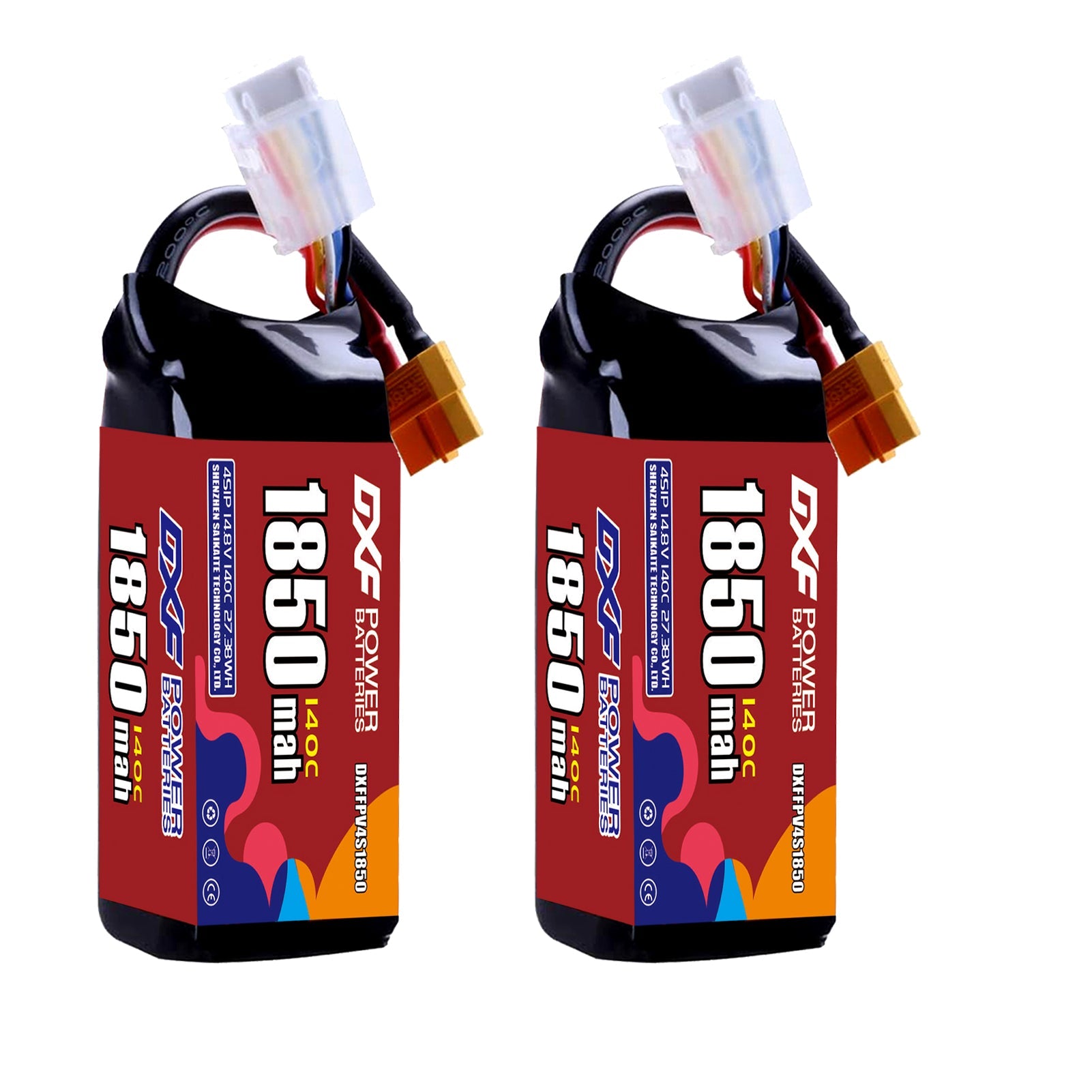 DXF 4S 14.8V 1850mAh 140C LiPo Battery for FPV Micro Drones (PH2.0 / JST / XT30 / SM / XT60 / EC5 / XT90 Options)