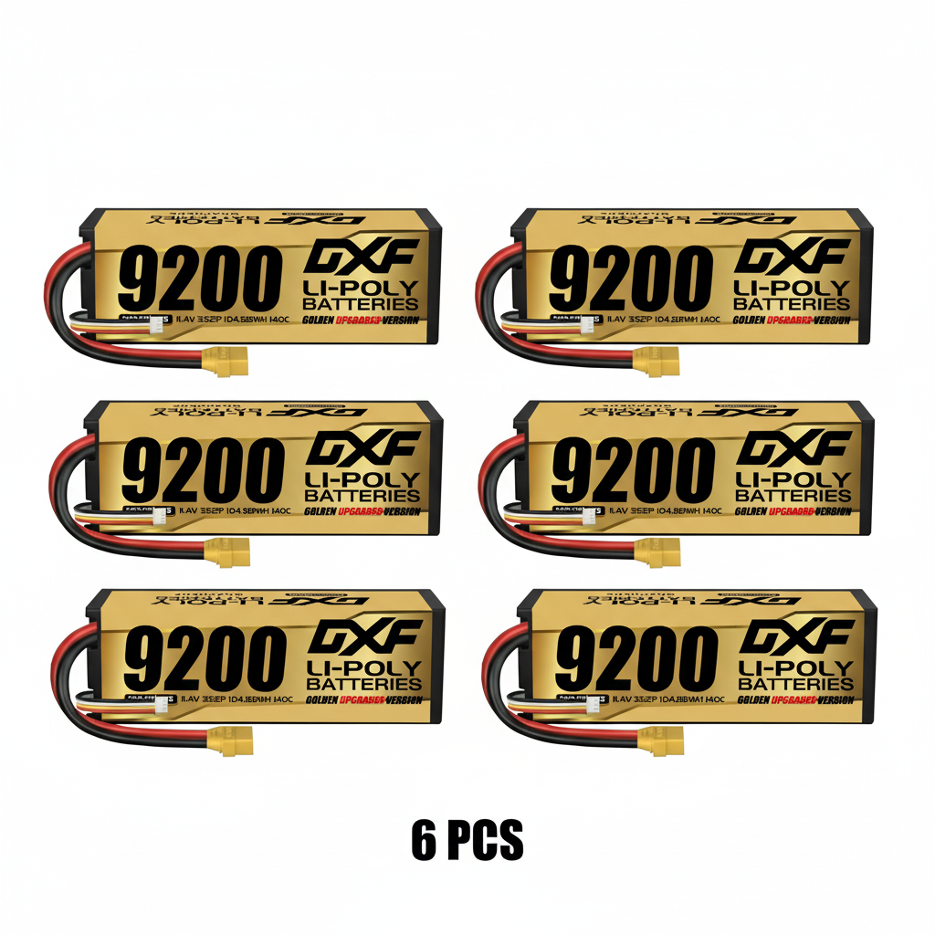 DXF Blue Series 3S HV 11.4V 9200mAh 140C Graphene Hardcase LiPo Battery with XT90 & 10AWG Wire (1-6 Pack)