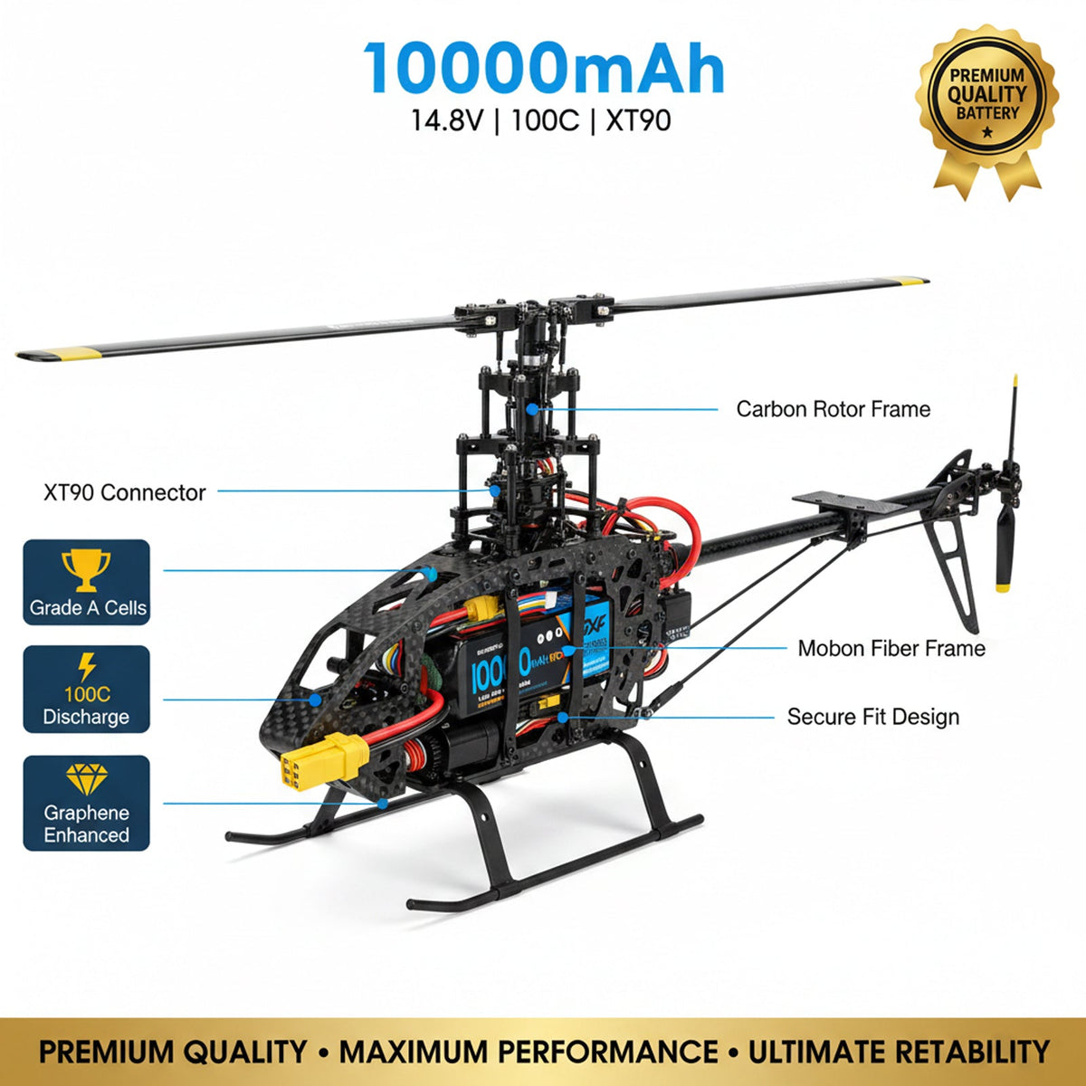 DXF LiPo Battery 4S 14.8V 10000mAh 100C Graphene Softcase with EC5 / T / TRX / XT60 / XT90 / XT150 / Q8s Plug for RC 1/8 1/10 Buggy Truck Car Off-Road Drone