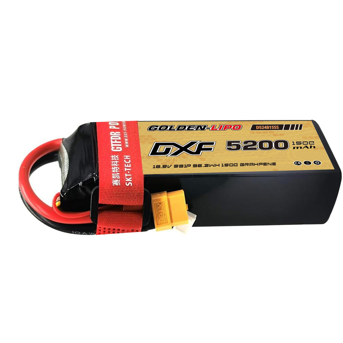 DXF Lipo Battery 5S 18.5V 5200mAh 150C Graphene Softcase with EC5 / T / TRX / XT60 / XT90 / XT150 / Q8s Plug for RC 1/8 1/10 Buggy Truck Car Off-Road Drone