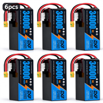 DXF SEMI-SOLID 14S 53.9V 34000mAh 15C Soft Case LiPo Battery with 8AWG Wire for Toy Cars, Boats, UAVs & Drones (1-6 Pack)