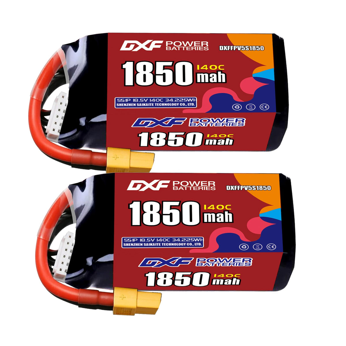 DXF 5S 18.5V 1850mAh 140C LiPo Battery for FPV Micro Drones (PH2.0 / JST / XT30 / SM / XT60 / EC5 / XT90 Options)