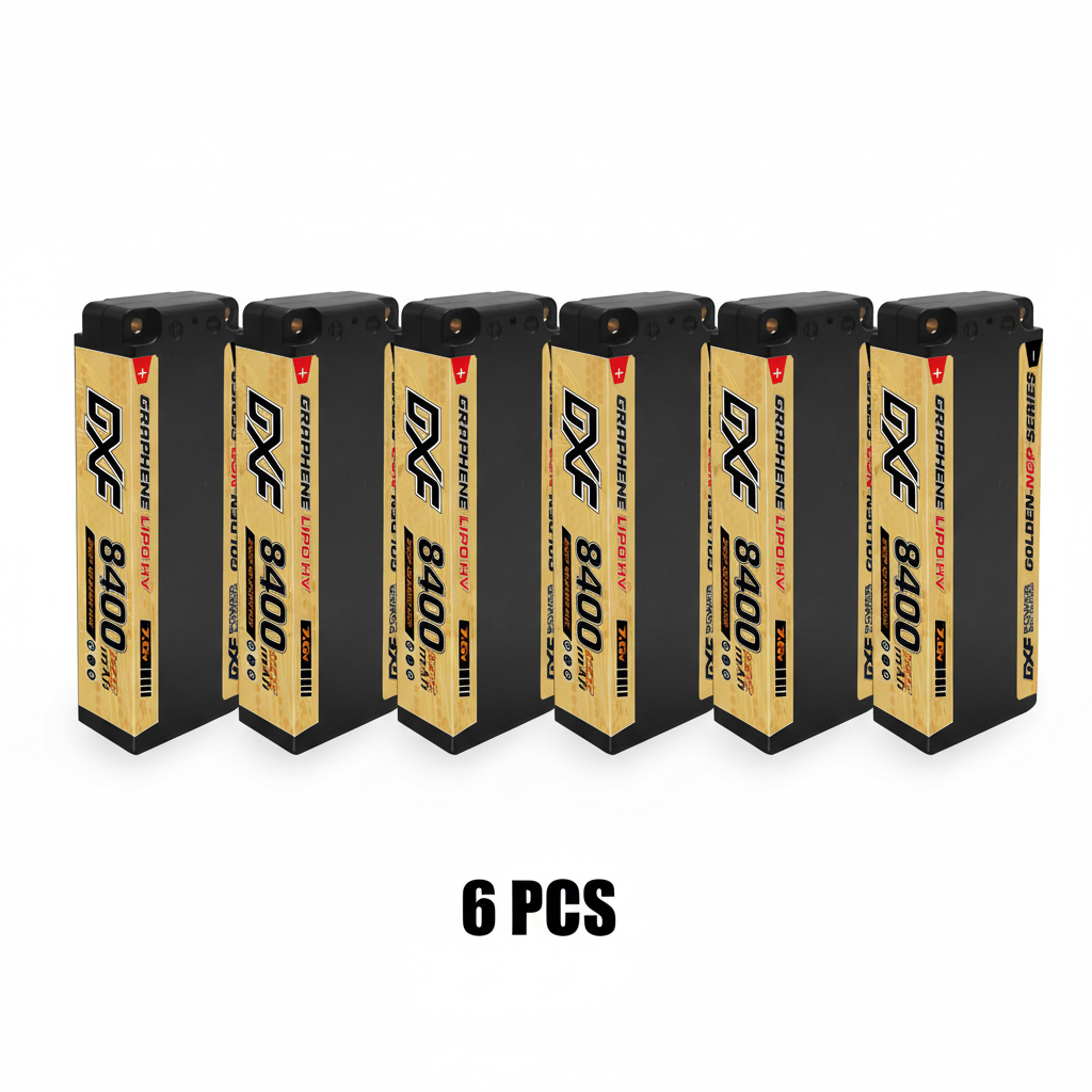 DXF 5mm 2S 8400mAh 7.6V 140C EFRA Certified GOLDEN-NGP HardCase LiPo Battery with Deans Plug for 1:8 RC Car, Multirotor, Airplane, Helicopter, Boat (1-6 Pack Available)