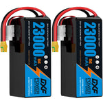 DXF 6S 23.1V 23000mAh 15C Soft Case LiPo Battery with 8AWG Wire for Toy Cars, Boats, UAVs & Drones (1-6 Pack)