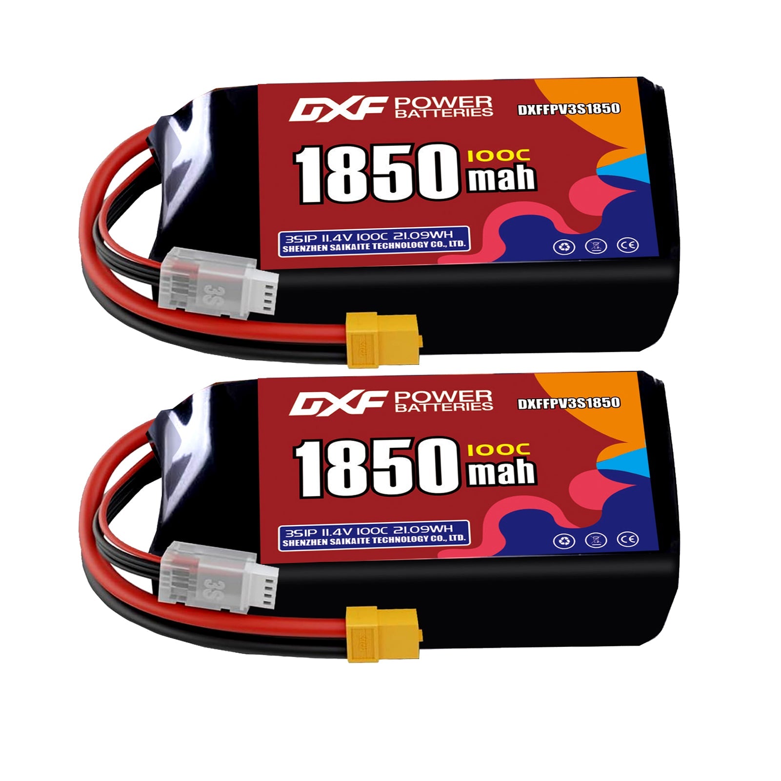 DXF 3S 11.1V 1850mAh 100C LiPo Battery for FPV Micro Drones (PH2.0 / JST / XT30 / SM / XT60 / EC5 / XT90 Options)