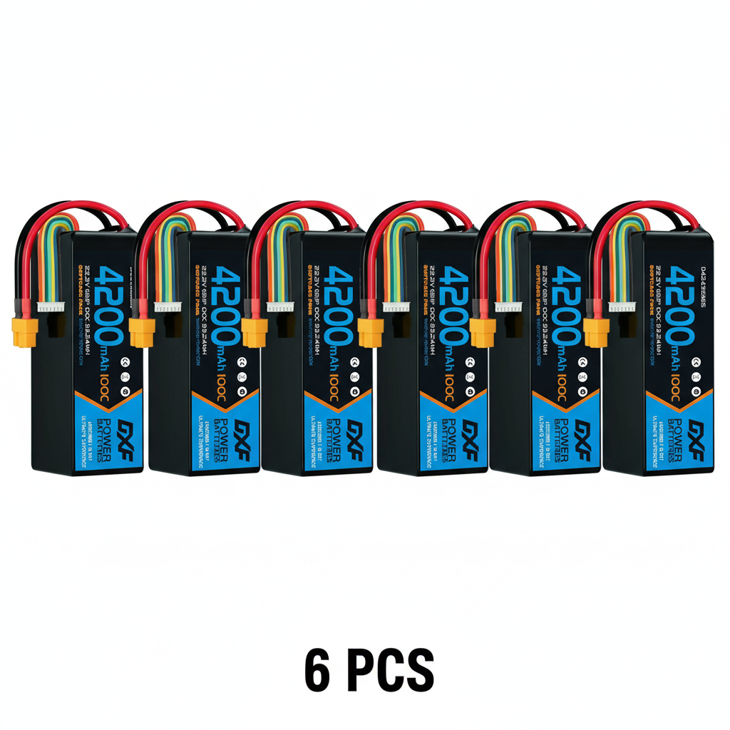 DXF 6S 22.2V 4200mAh 100C Graphene Soft Case LiPo Battery with XT60 Plug for 1/8 1/10 RC Cars, Trucks, Buggies & Drones (Multi-Pack Options)