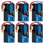 DXF 6S 22.2V 60000mAh 10C Soft Case LiPo Battery with 8AWG Wire for Toy Cars, Boats, UAVs & Drones (1-6 Pack)