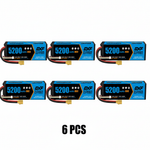 DXF 4S 14.8V 5200mAh 80C Hardcase LiPo Battery with XT90 & 10AWG Wire for RC Cars (1-6 Pack)