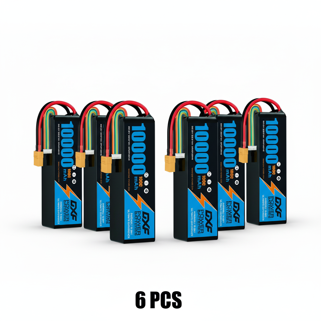 DXF 6S 22.2V 10000mAh 100C Graphene Blue Softcase LiPo Battery with XT90 for RC Cars Drones Helicopters Boats (1-6 Pack)