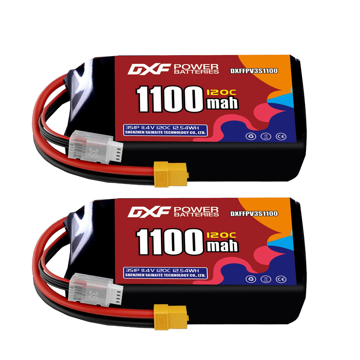 DXF 3S 11.4V 1100mAh 120C LiPo Battery for FPV Micro Drones (PH2.0 / JST / XT30 / SM / XT60 / EC5 / XT90 Options)