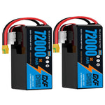 DXF SEMI-SOLID 18S 66.6V 72000mAh 5C Soft Case LiPo Battery with 8AWG Wire for Toy Cars, Boats, UAVs & Drones (1-6 Pack)