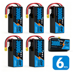 DXF SEMI-SOLID 14S 51.8V 30000mAh 5C Soft Case LiPo Battery with 8AWG Wire for Toy Cars, Boats, UAVs & Drones (1-6 Pack)