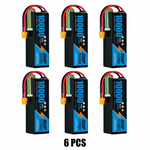 DXF 6S 22.2V 10000mAh 100C Softcase LiPo Battery with 10AWG XT60 for 1/8 RC Cars, Trucks, Buggies, Helicopters (1-6 Pack Available)