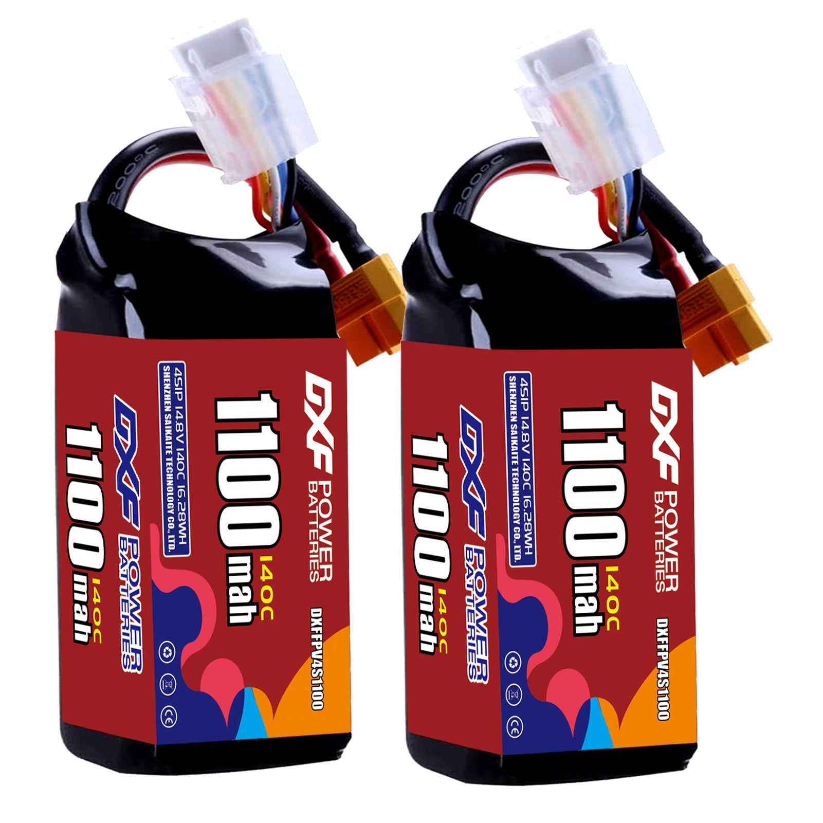 DXF 4S 14.8V 1100mAh 140C LiPo Battery for FPV Micro Drones (PH2.0 / JST / XT30 / SM / XT60 / EC5 / XT90 Options)