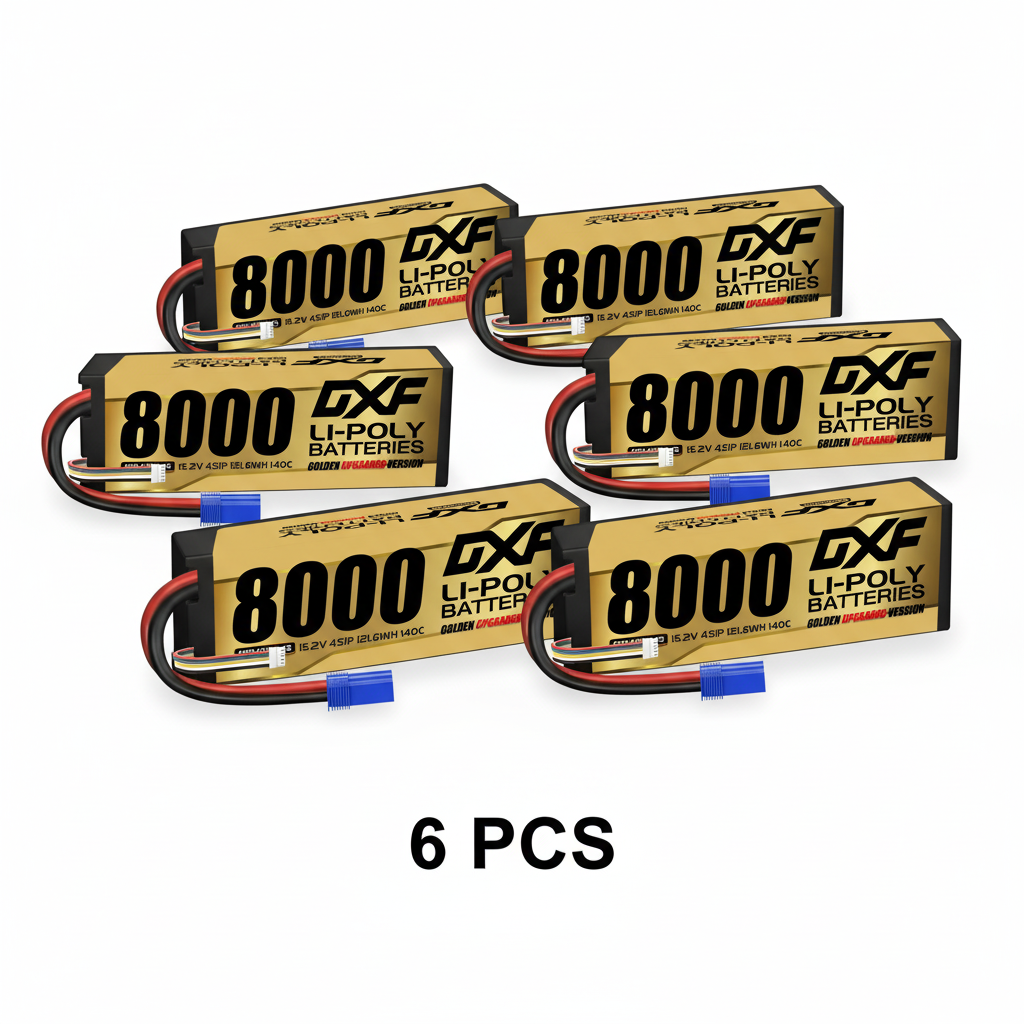 DXF Gold Standard 4S HV 15.2V 8000mAh 140C Graphene Hardcase LiPo Battery with EC5 & 10AWG Wire (1-6 Pack)