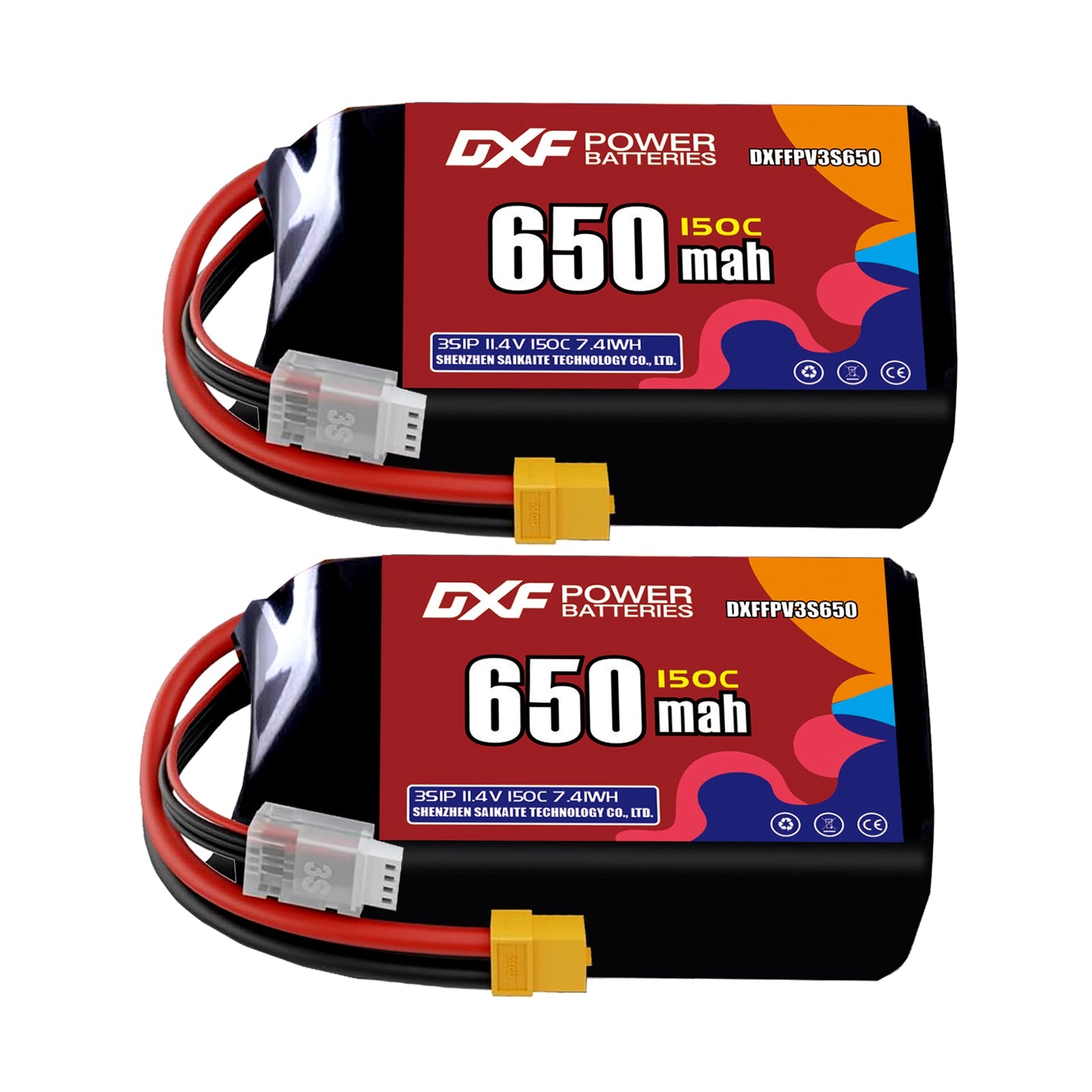 DXF 3S 11.4V 650mAh 150C LiPo Battery for FPV Micro Drones (PH2.0 / JST / XT30 / SM / XT60 / EC5 / XT90 Options)