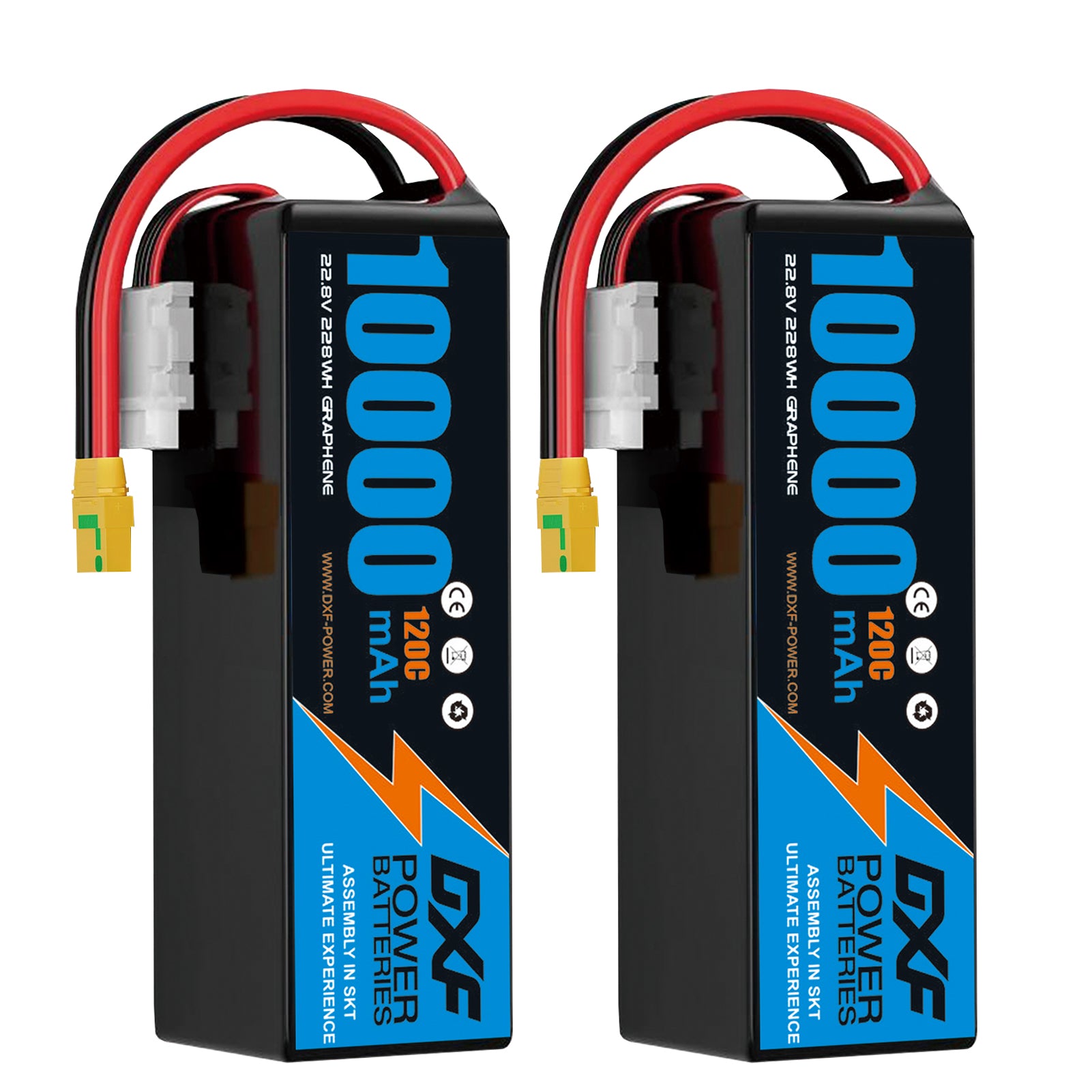 DXF LiPo Battery 6S HV 22.8V 10000mAh 100C Graphene Softcase Blue with EC5 / T / TRX / XT60 / XT90 / XT150 / Q8s Plug for RC 1/8 1/10 Buggy Truck Car Off-Road Drone