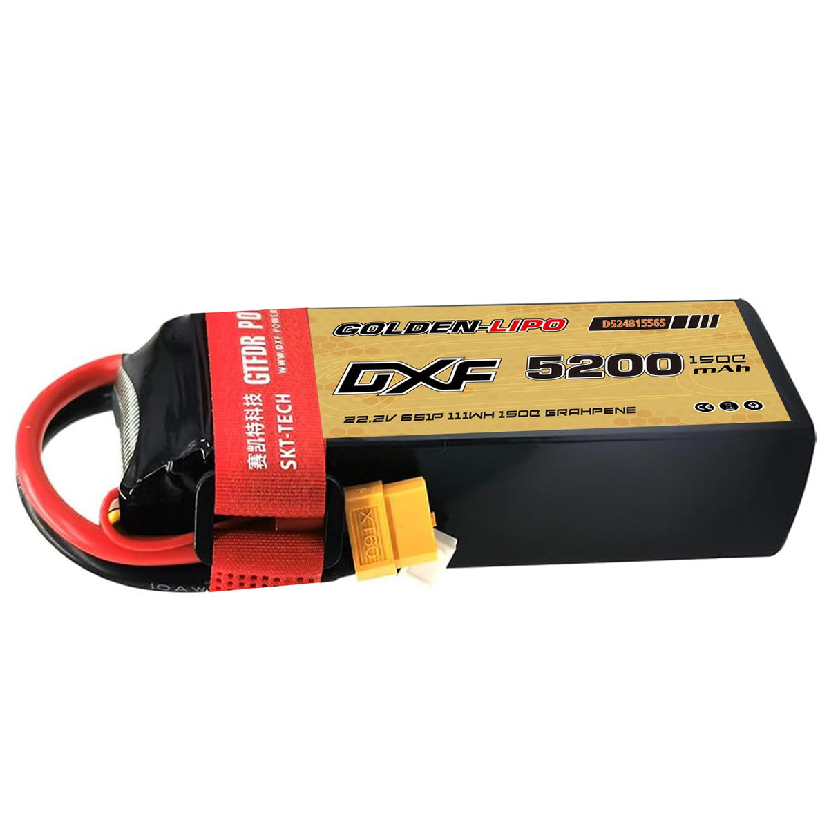 DXF Lipo Battery 6S 22.2V 5200mAh 150C Graphene Softcase with EC5 / T / TRX / XT60 / XT90 / XT150 / Q8s Plug for RC 1/8 1/10 Buggy Truck Car Off-Road Drone