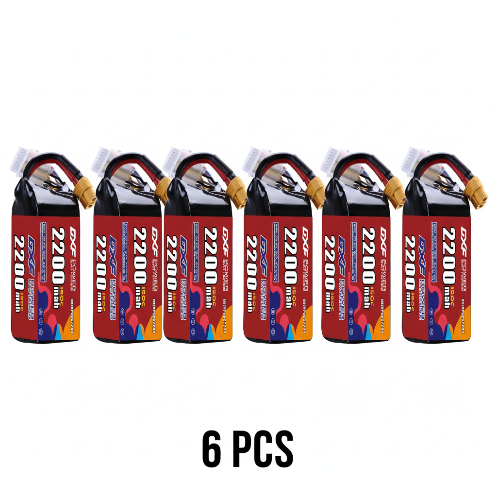 DXF 6S 22.2V 2200mAh 150C Graphene Softcase LiPo Battery with XT60 & 12AWG Wire (1-6 Pack)