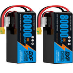 DXF SEMI-SOLID 14S 53.9V 80000mAh 15C Soft Case LiPo Battery with 8AWG Wire for Toy Cars, Boats, UAVs & Drones (1-6 Pack)