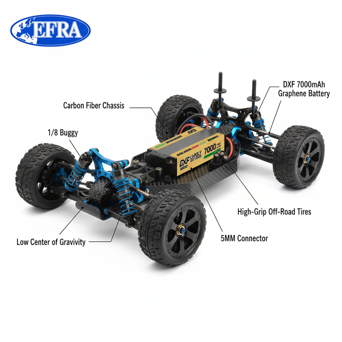 DXF LiPo Battery 2S2P HV 7.6V 7000mAh 150C Graphene NGP Plus Gold Version with 5mm Bullet / EC5 / T / TRX / XT60 / XT90 / XT150 / Q8s Plug for RC 1/10 1/8 1/5 Scale Car Racing