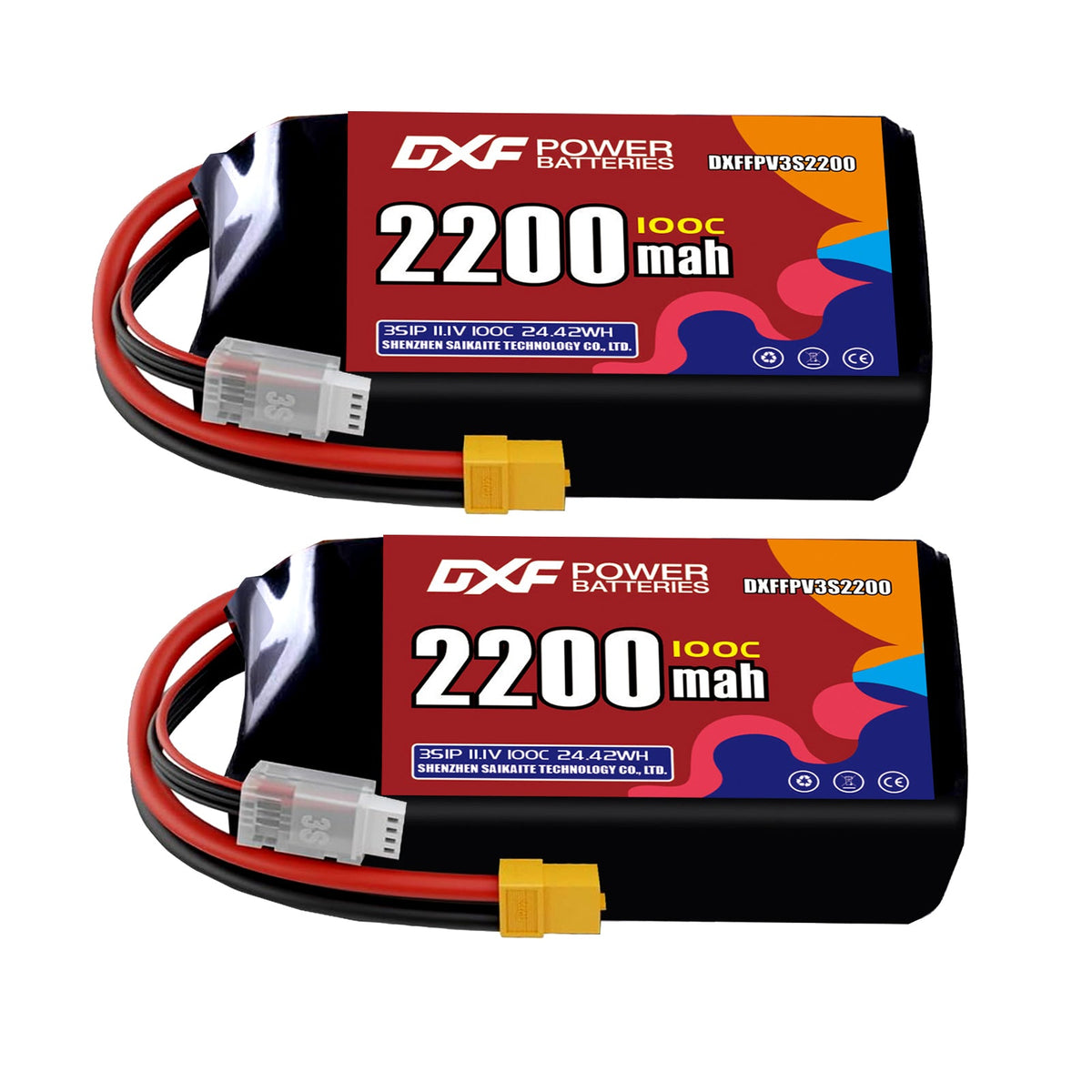 DXF 3S 11.1V 2200mAh 100C LiPo Battery for FPV Micro Drones (PH2.0 / JST / XT30 / SM / XT60 / EC5 / XT90 Options)