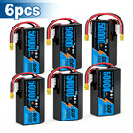 DXF SEMI-SOLID 12S 44.4V 50000mAh 5C Soft Case LiPo Battery with 8AWG Wire for Toy Cars, Boats, UAVs & Drones (1-6 Pack)